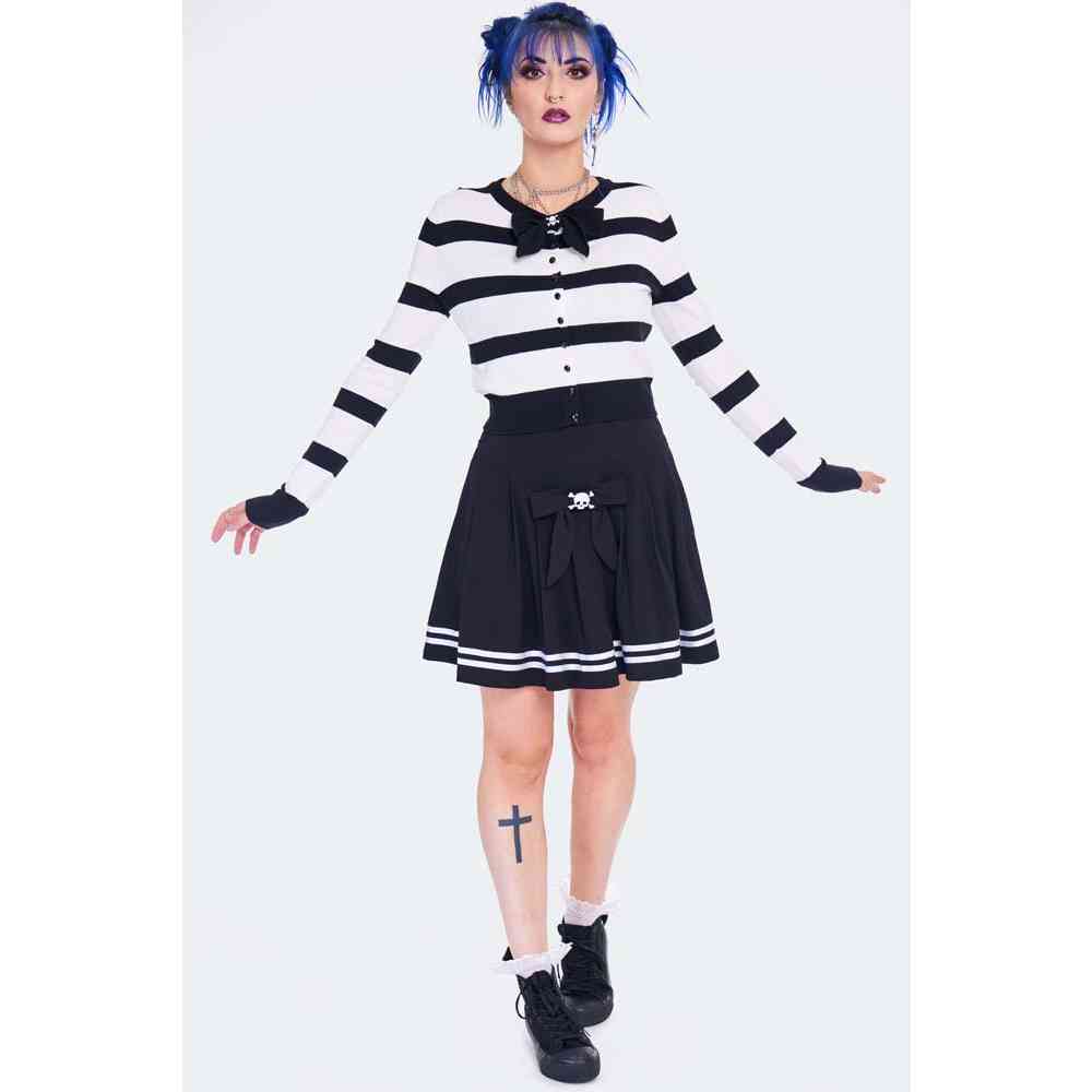 Jawbreaker - Striped With Skull Bow Cardigan - Multicolore